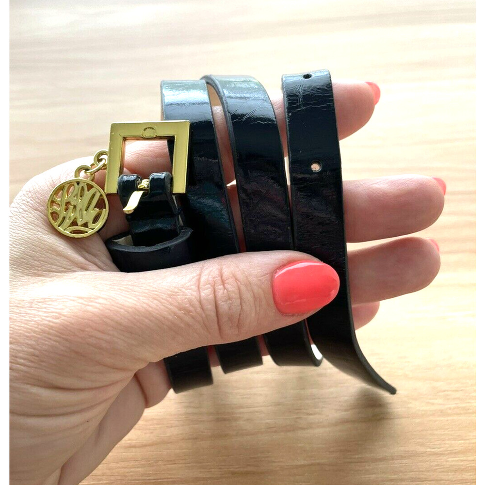 *Lilly Pulitzer Navy Blue Skinny Belt w Gold Tone Trim and Charm XS/Small